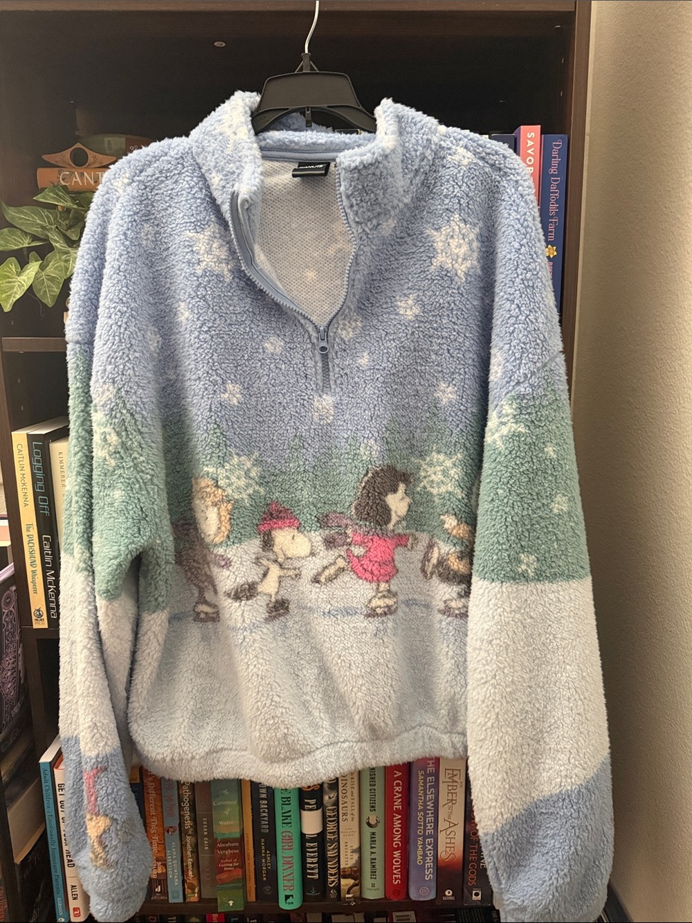 Peanuts Sherpa Pullover with Ice Skating Cartoon